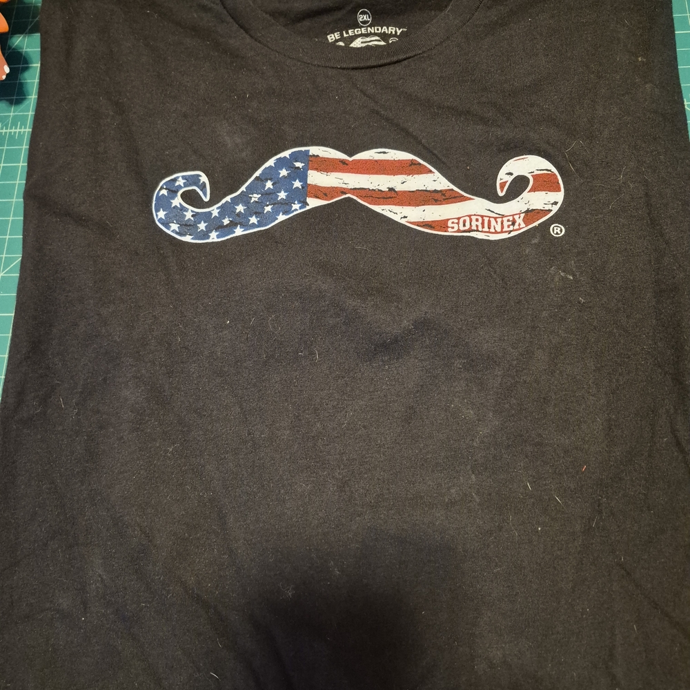 Black American Flag Mustache Tee